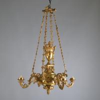 Gilt-brass four-branch chandelier