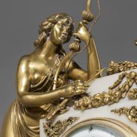A Louis XVI Style Marble Clock Depicting Diana and Cupid, By François Linke