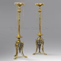 A Pair of Rare 'Neo-Grec' Bronze Torchère Stands, Attributed to Ferdinand Barbedienne ©AdrianAlanLtd