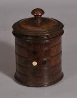 S/3371 Antique Treen 19th Century Mahogany Storage Jar