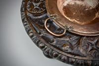 A Spanish Walnut and Repousse Copper Brazier of Small Size, 19th century 