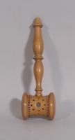 S/3398 Antique Treen Late Victorian Boxwood Baby's Rattle