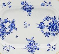 First Period Worcester Porcelain Dry Blue Enamel Large Dish or Platter, Circa 1768-70