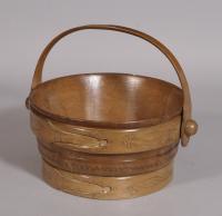 S/3416 Antique Treen Early 20th Century Birch Basket
