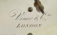 Viner London Tortoiseshell Fusee Mantel Clock signature