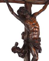 A fine boxwood crucifix with the dying christ. Italian, 17th century.