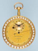 Unusual Gold and Enamel Cylinder Pocket Watch by Brockbanks