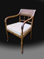 George III Regency Period Decorated Armchair in beechwood