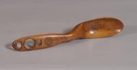 S/3506 Antique Treen 19th Century Apple Wood Spoon