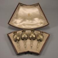 EDWARDIAN Set of four Silver Gilt Pepper Shakers modelled as Poppy Seed Pods. London 1906.