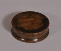 S/3546 Antique Treen 19th Century Burr Elm Pocket Snuff Box