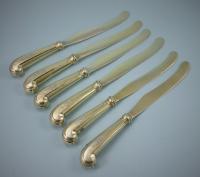 GEORGE III Set of 6 Silver Gilt Dessert Knives by William Abdy. Circa 1765