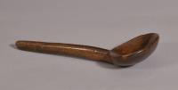 S/3554 Antique Treen 19th Century Sycamore Cawl Spoon