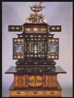 17th century Italian pietra paesina mounted walnut ebony ebonised table cabinet