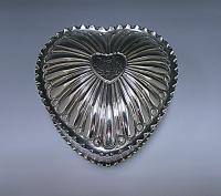Antique Silver Victorian Heart Shaped Box 1887