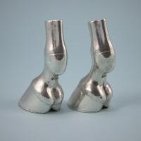 VICTORIAN Pair Sterling Silver Peppers in the Shape of Hooves by E H Stockwell. London 1877