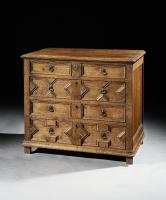 A good mid-17th century oak chest of drawers with a mellow colour and patina