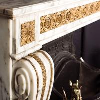Louis XVI Style Gilt-Bronze Mounted Grey Veined White Marble Fireplace