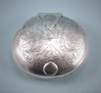 CHARLES II Silver Oval Tobacco Box with Engraved Lid