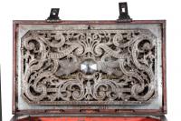 A Massive Iron Casket Inset with Brass Fretwork Panels, c. 1740     