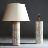 A Pair of Art Pottery Lamps with Abstract Leaf Motif