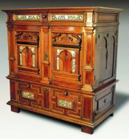 A Matched Pair of Mid-17th Century Oak Inlaid Cabinets