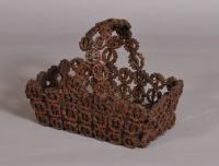 S/3597 Antique Folk Art 19th Century Basket