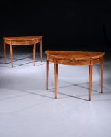 A Pair of George III Demi Lune Mahogany Card Tables