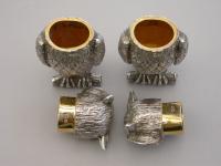 Pair George V Cast Novelty Silver Owl Peppers