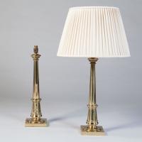A Pair of Brass Column Lamps