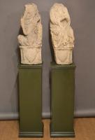 A pair of 14th/15th century limestone figures depicting The Annunciation.