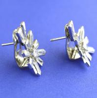 White Gold Diamond Sputnik Earrings circa 1958