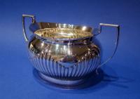 Large Edwardian Silver Half-fluted Sugar Bowl