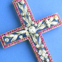 Victorian Ruby Diamond Cross circa 1850