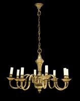 A set of three, Antiquarian, 8-arm, electrified, brass chandeliers