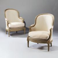 A Fine Pair of 19th Century Painted Bergeres