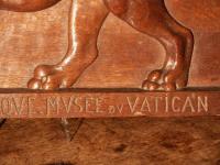 An ‘antiquarian’ carved, oak panel with the inscription ‘ CHIMERE ANTIQVE.MVSEE DV Vatican ' J Denys 1908