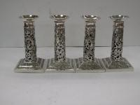 Set of Four Chinese Export Silver Candlesticks