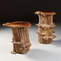 Two Late 19th Century Japanese Elm Pedestals