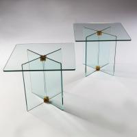 A Pair of Glass Occasional Tables after Fontana Arte