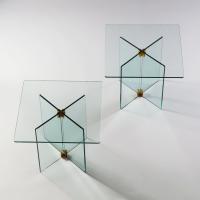 A Pair of Glass Occasional Tables after Fontana Arte