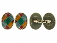 Cufflinks in Patterned Enamel over Silver Gilt, English dated 1992