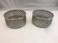 Pair of sterling silver wine coasters