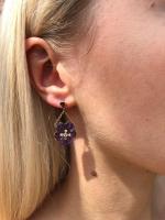 Antique Amethyst and Diamond Pansy Flower Earrings, English circa 1875