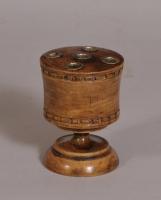 S/3677 Antique Treen 19th Century Fruitwood Quill Stand