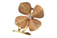Sterle (Paris) Gold and Diamond Four Leaf Clover brooch, French circa 1950