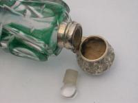 Victorian Silver Green Glass Scent Bottle