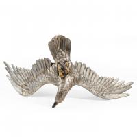 A very large and imposing Meiji period silvered bronze eagle
