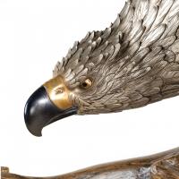 A very large and imposing Meiji period silvered bronze eagle