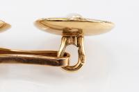 Antique Mother of Pearl Cufflinks in 18 Karat Gold with a Natural Pearl, French circa 1900
